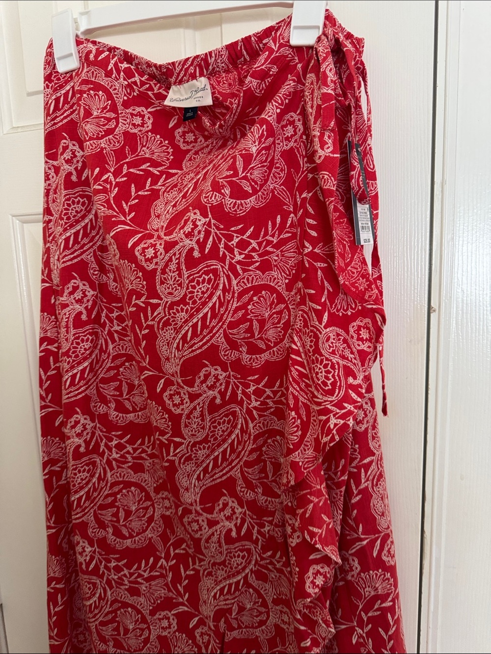 Universal Thread Red Paisley Wrap Maxi Skirt size large NWT
